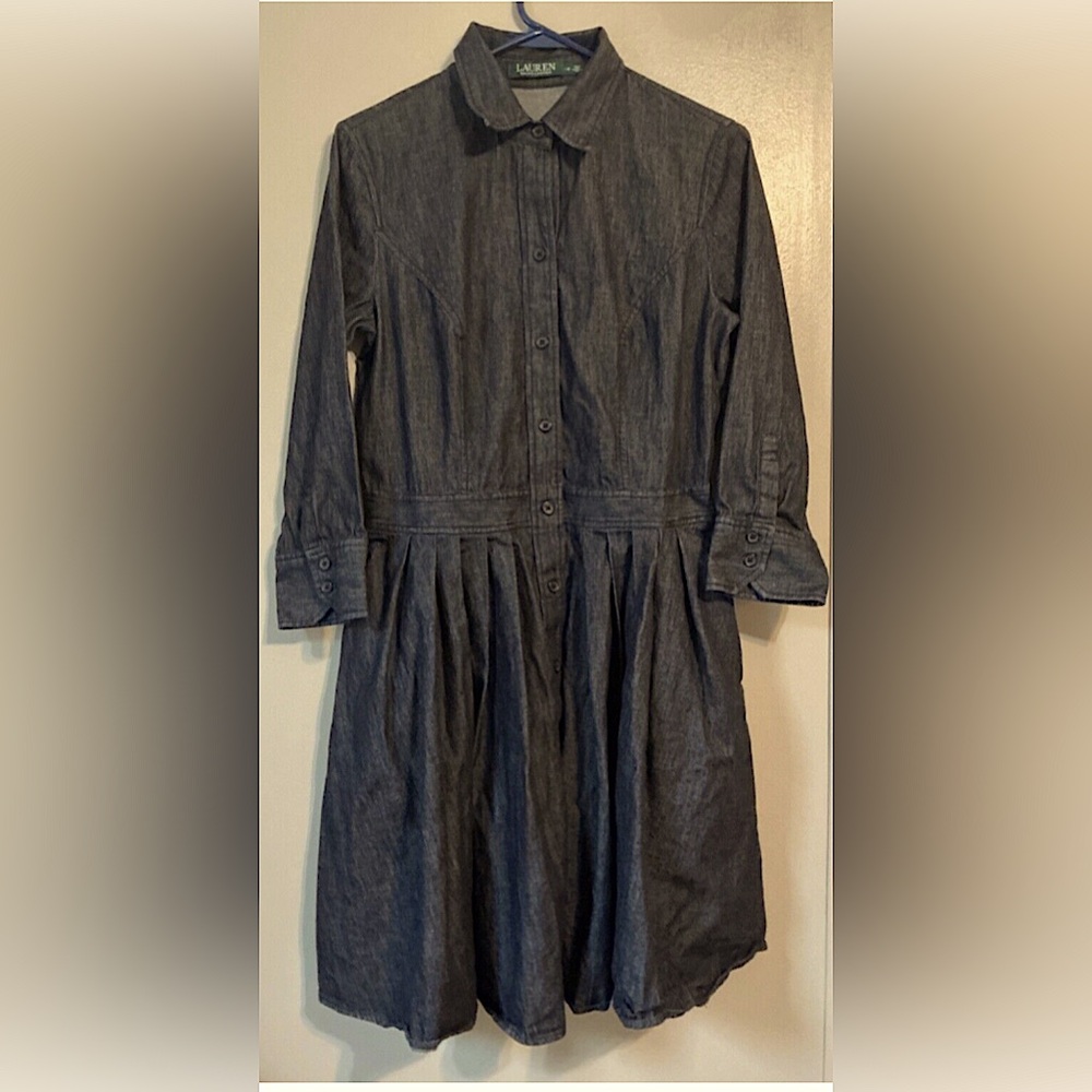 Lauren Ralph Lauren Women’s Denim Shirt Dress Long Sleeve Midi Size 10 Button Up